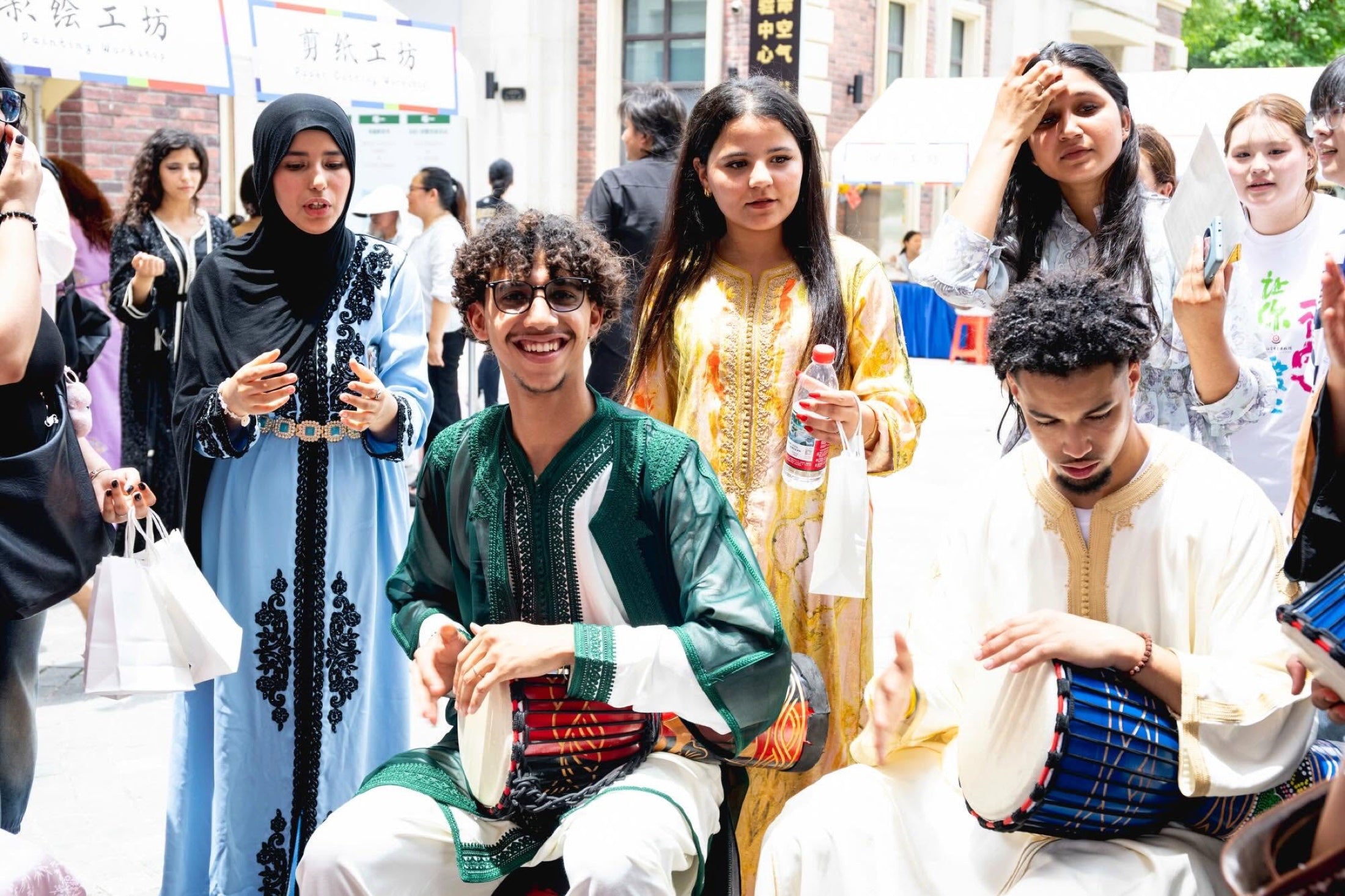 International participants sharing culture at a community event